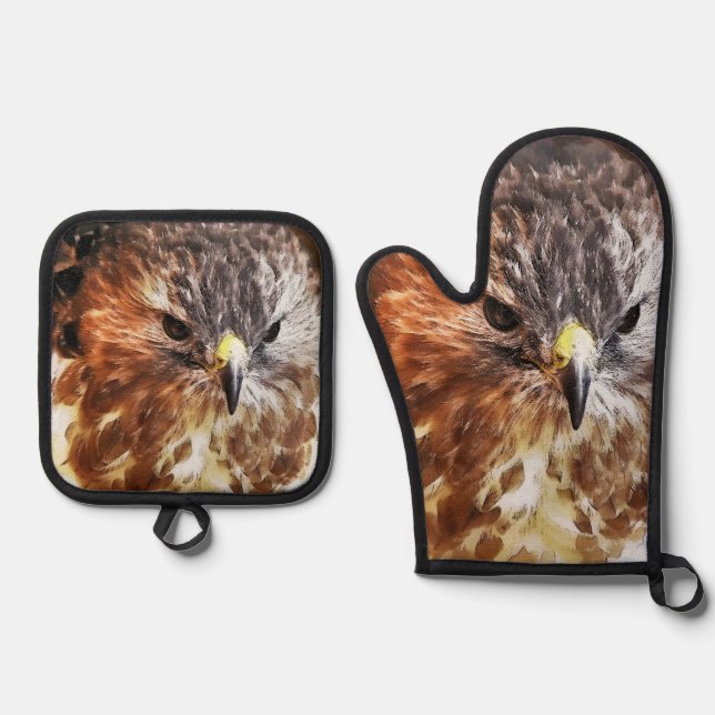 RED TAED HAWK OFENHANDSCHUH & Topflappen-Set (Vorderseite)