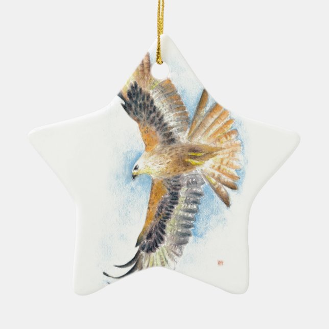 Red Tail Hawk Art Keramikornament (Vorne)