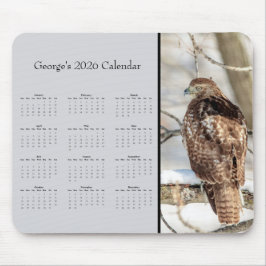 Red-tailed Hawk: Customize full year 2026 calendar Mousepad