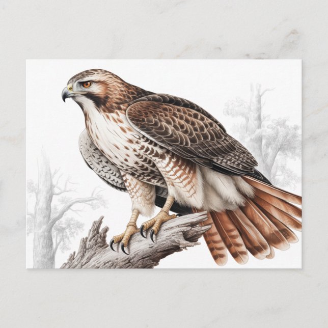 Red-tailed hawk sketch postkarte (Vorderseite)