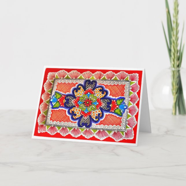 Red Talavera Malerei Mexiko Gruß Karte (Vorderseite)