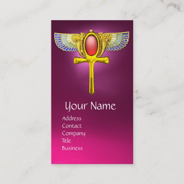 RED TALISMAN/ÄGYPTIAN WINGED ANKH CORNUCOPIA Pink Visitenkarte (Vorderseite)