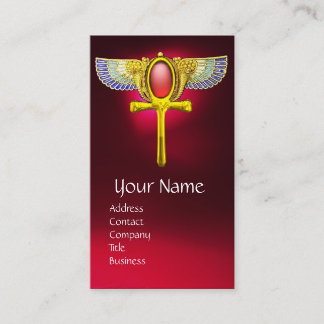 RED TALISMAN/ÄGYPTIAN WINGING ANKH with CORNUCOPIA Visitenkarte (Vorderseite)