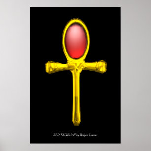 RED TALISMAN Gold Ankh Ägyptisches ewiges Leben Poster