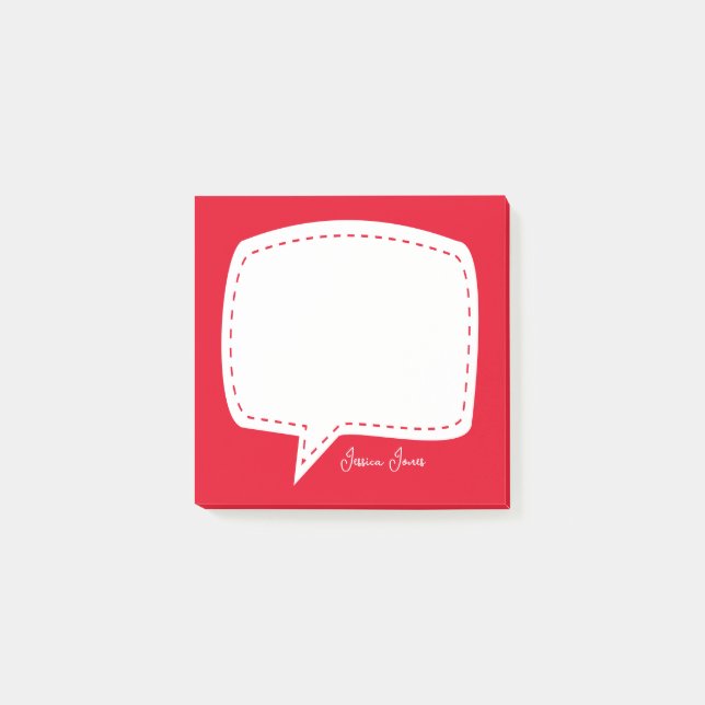 Red Talk Bubble Personalisiert Name Sprach-Blase Post-it Klebezettel (Vorderseite)