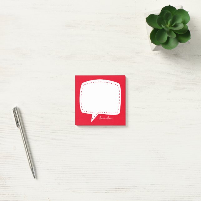 Red Talk Bubble Personalisiert Name Sprach-Blase Post-it Klebezettel (Büro)