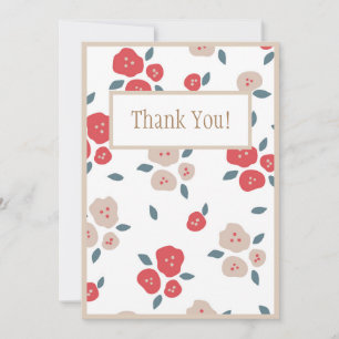 Red Tan Floral Farmhouse Country Wedding Dankeskarte