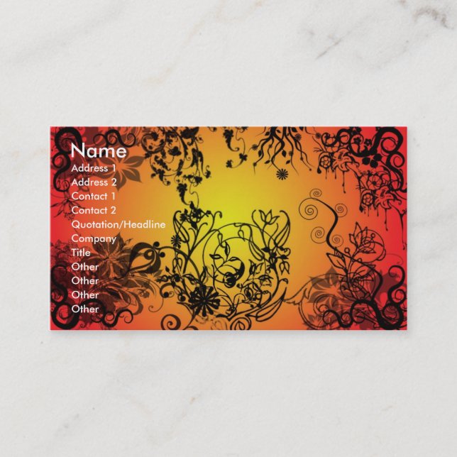 Red Tangle Floral Business Card Visitenkarte (Vorderseite)