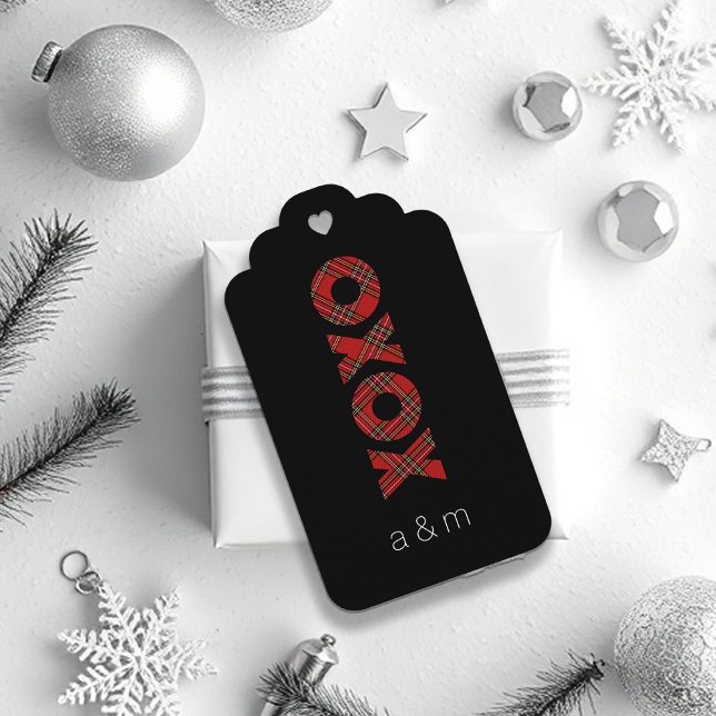 Red Tartan Christmas Danke Geschenkanhänger (Von Creator hochgeladen)