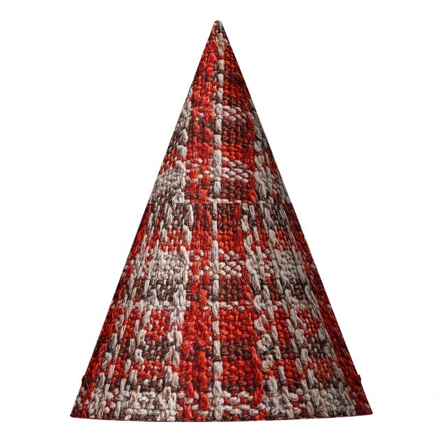 Red Tartan Fabric: Texturierter Hintergrund Partyhütchen (Vorderseite)