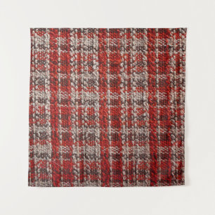 Red Tartan Fabric: Texturierter Hintergrund Wandteppich