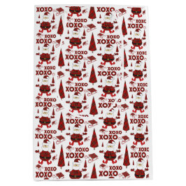 Red Tartan Fashion Santa Pattern Mittlere Geschenktüte