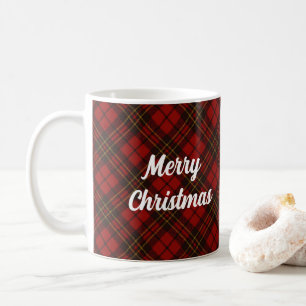 Red tartan Frohe Weihnachtsfeiertage Custom Text Kaffeetasse
