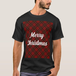 Red tartan Frohe Weihnachtsfeiertage Custom Text T-Shirt