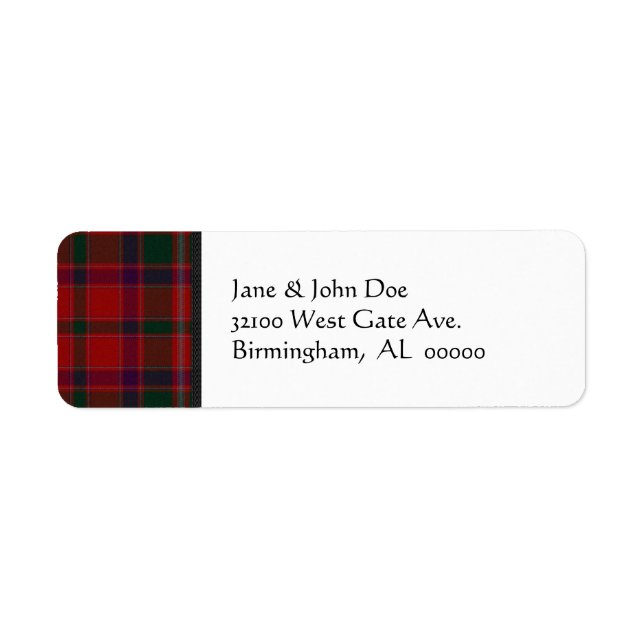 Red Tartan Kariert Address Labels (Vorne)