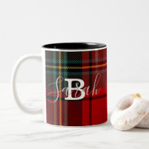 Red Tartan Kariert Checkered Scotland Monogram Nam