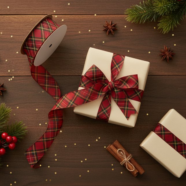 Red Tartan Kariert Ribbon - Holiday Gift Wrap Ripsband (Red Tartan Plaid Ribbon – Holiday Gift Wrapping Ribbon)