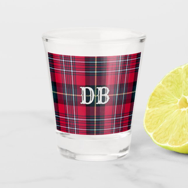 Red Tartan mit (oder ohne) Ihren Initialen oder Na Schnapsglas (Vorderseite)