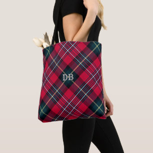 Red Tartan mit/ohne Ihre Initialen(n) Tasche