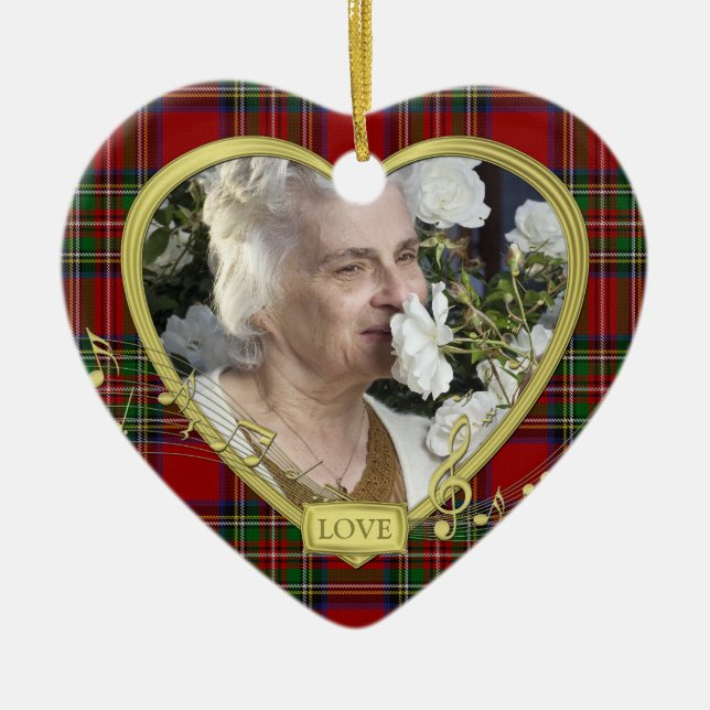Red Tartan Music Memorial Herzlich Foto Weihnachte Keramikornament (Vorne)