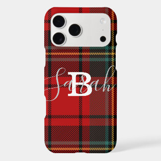 Red Tartan Plaid À damiers Scotland Nom du monogra