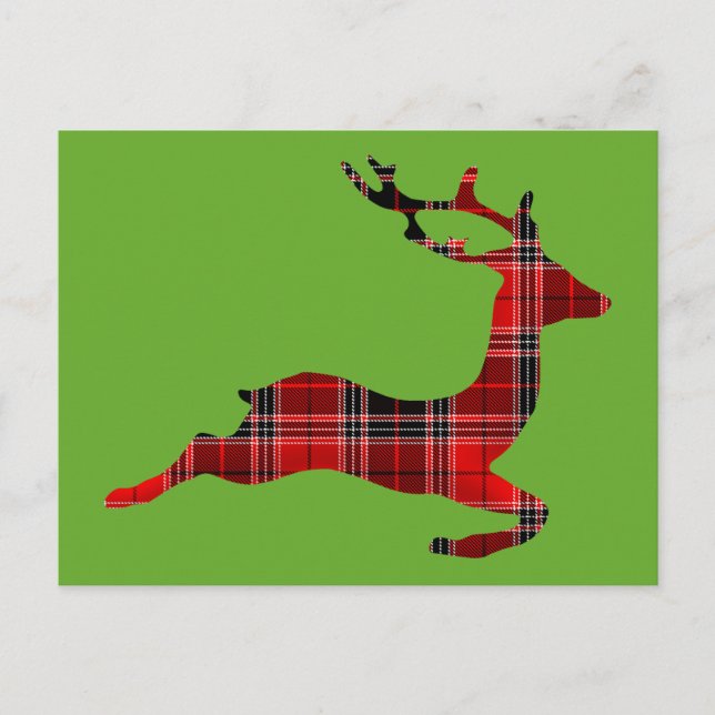 Red Tartan Rentier Schottische Weihnachten (Vorderseite)