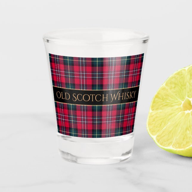 Red Tartan Scotch Whisky (anpassbar) Schnapsglas (Vorderseite)