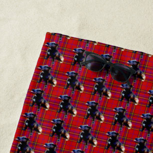 Red Tartan Staffordshire Bull Terrier, Strandtuch