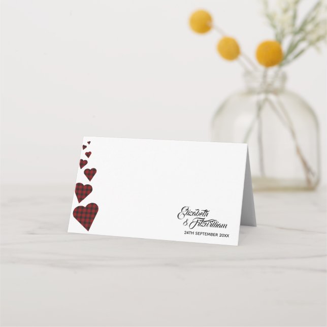 Red Tartan Table Platzkarte oder Escortkarte (Vorderseite)