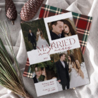 Red Tartan Verheiratet & Merry Modernes Foto neu v