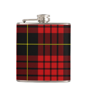 Red Tartan Vinyl Wrapped Flask Flachmann