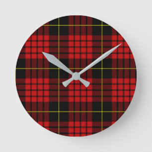 Red Tartan Wall Clock Runde Wanduhr