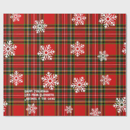 Red Tartan White Snowflake Personalisierte Weihnac Geschenkpapier