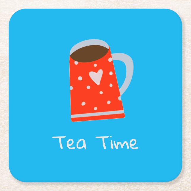 Red Tasse Tee Time Paper Untersetzer (Vorderseite)