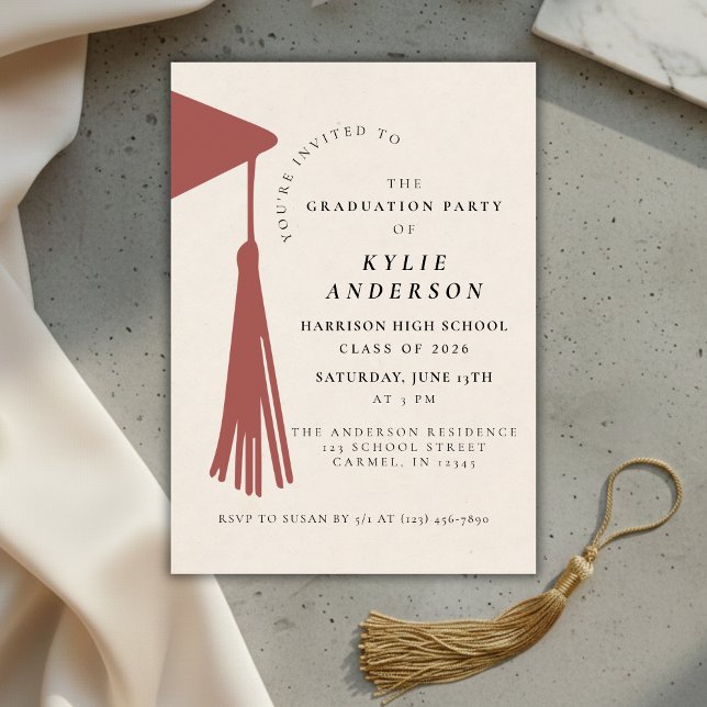 Red Tassel High School Graduation Party Einladung (Red Tassel High School Graduation Party Invitation)