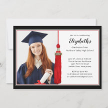 Red Tassel Photo Graduation Party Invitation
