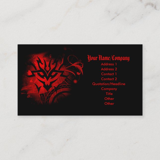 Red Tattoo Business Card Visitenkarte (Vorderseite)