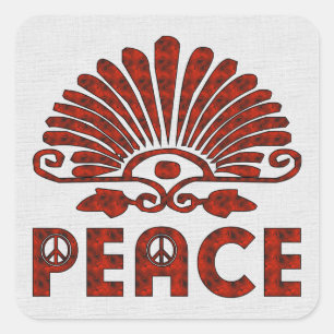 Red Tattoo Peace Art Quadratischer Aufkleber