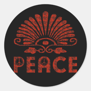 Red Tattoo Peace Art Runder Aufkleber