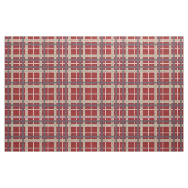 Red Taupe Brown Gray Blue Tartan Squares Muster Stoff (Fat Quarter (45,7 x 55,9 cm))