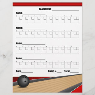 Red Team Bowling Score Sheets Flyer