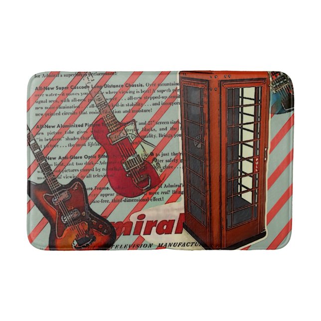 Red Telefone Band Rock'n'Roll Electric Guitar Badematte (Vorderseite)