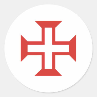 Red Templar Cross Runder Aufkleber