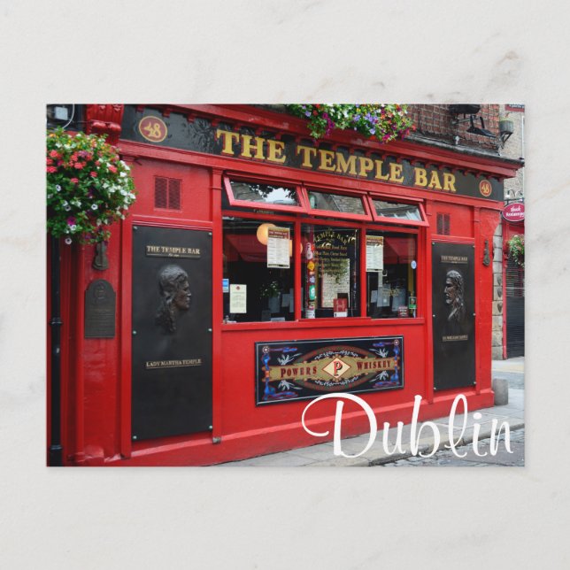 Red Temple Bar pub dans Dublin carte postale texte (Devant)