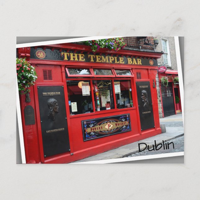 Red Temple Bar pub in Dublin, Irland Postkarte (Vorderseite)