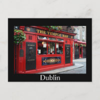 Red Temple Bar pub in Dublin Karte mit Text