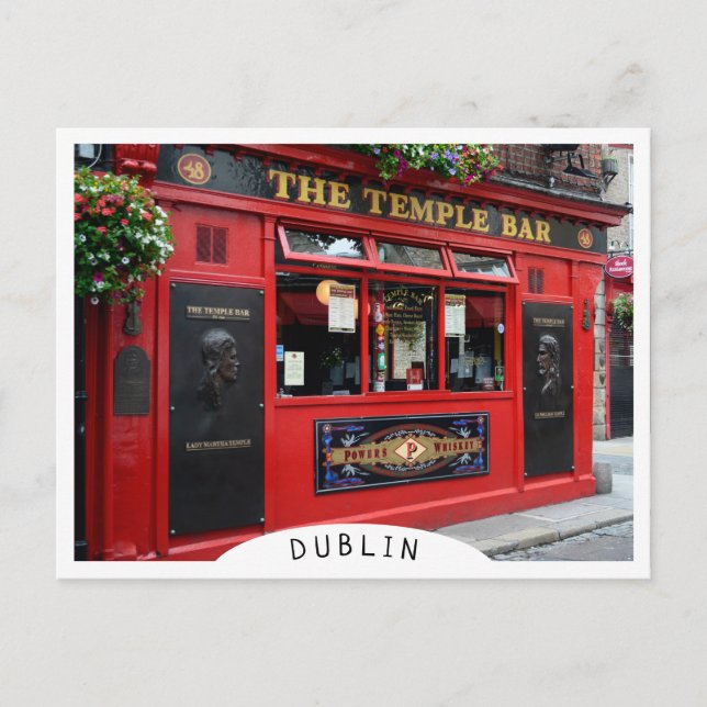 Red Temple Bar pub in Dublin Postkarte (Vorderseite)