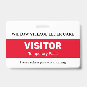 Red Temporary Visipass for Hospital Care Zuhause Ausweis