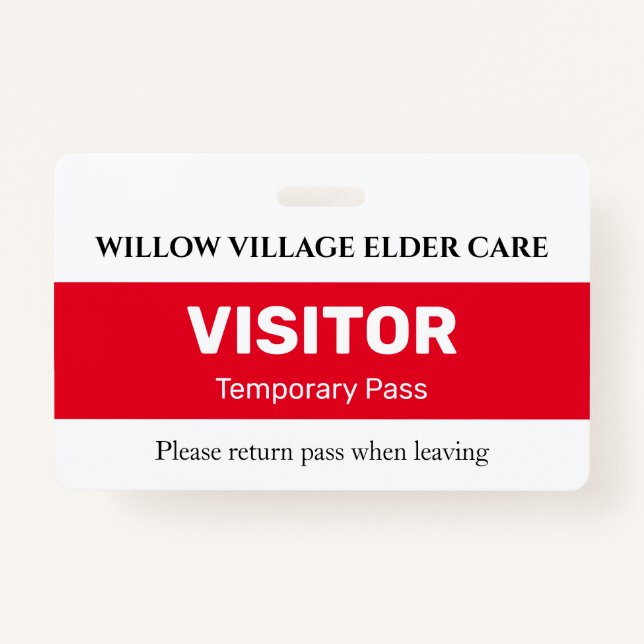 Red Temporary Visipass for Hospital Care Zuhause Ausweis (Vorderseite)