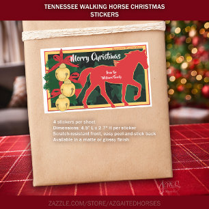 Red Tennessee Walker Horst Weihnachts Jingle Bells Rechteckiger Aufkleber